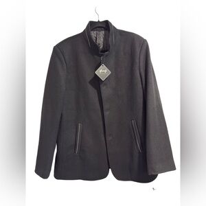 NWT Men’s HOOOXI Charcoal Quilted Lined Wool Blend Overcoat Jacket, Size XL